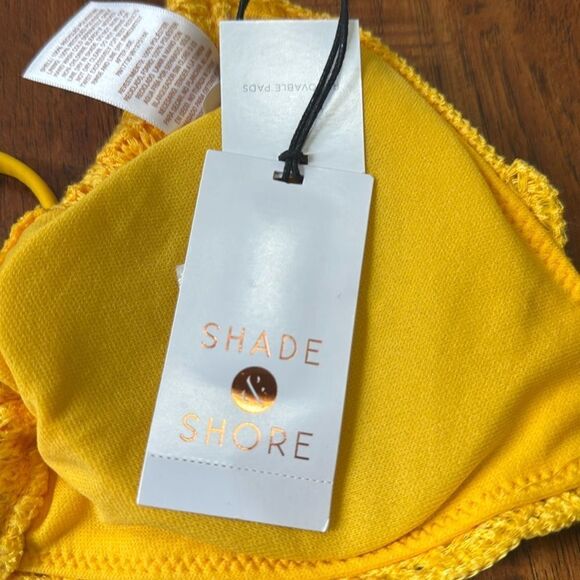 * NWT Shade & Shore Medium (8-10) Yellow Crochet Bikini Triangle Swim Top - Picture 8 of 9